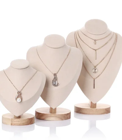 Velvet Portrait Necklace Display Pendant Organizer Jewelry Display Stand Jewelry Mannequin Bust Necklace Pendant Window Display 1