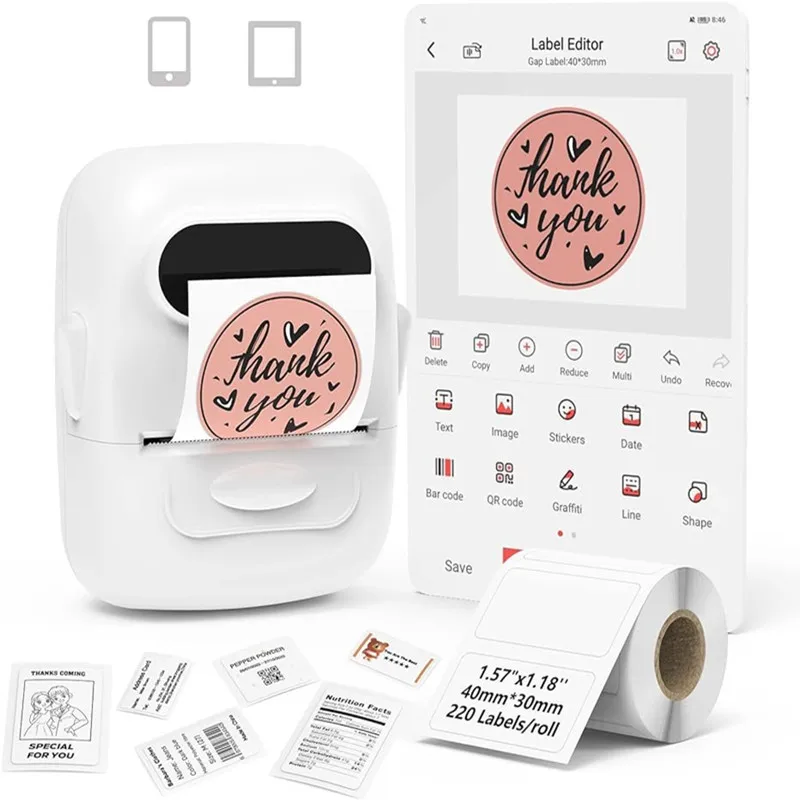 Wireless Label Printer P50 Inkless Bluetooth Thermal Label Maker Adhesive Label Sticker Machine DIY Pattern Barcode QR Code Tape Wireless Label Printer P50 Inkless Bluetooth Thermal Label Maker Adhesive Label Sticker Machine DIY Pattern Barcode QR Code Tape