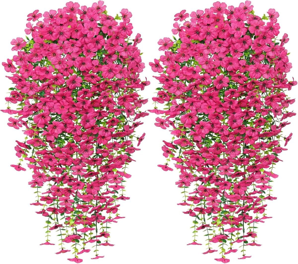 4 pack artificial hanging orchid flowers for outdoor uv resistant fake hanging plants faux flower bouquet trailing vines for home garden wall porch patio wedding party decoration 4 rose red.jpg