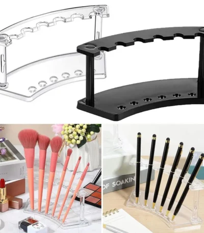 Vertical 6-Slots Pen Holder Plastic Pen Display Stand Eyebrow Pen Stand Makeup Brush Rack Organizer 1