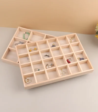 Wooden Jewelry Display Stackable Exquisite Jewellery Holder Portable Ring Earrings Necklace Organizer Box organizator de boys 1