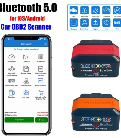Konnwei Bluetooth 5.0 ELM327 V1.5 OBD2 Scanner KW906 OBDII Auto Diagnostic-Tool ELM 327 V 1.5 OBD 2 Cars Code Reader Scan Tools 1