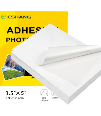 ESHANG100 Sheets Glossy Self-Adhesive Photo Sticker Paper for Inkjet Printer 3.5x5 Inch 135g Printable Sticker Printer Paper 1