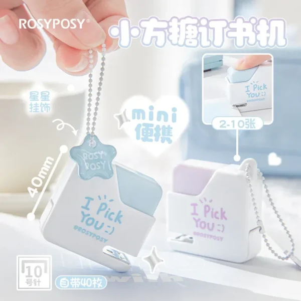 Color Mini Portable Stapler With 40pcs No.10 Staples Paper Binding Machine Bookbinding Machine Office School Binding Supplies