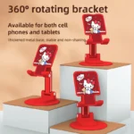 Sanrio Hello Kitty Desk Mobile Phone Holder Stand For IPhone IPad Multifunction Rotating Foldable Stretching Adjustable