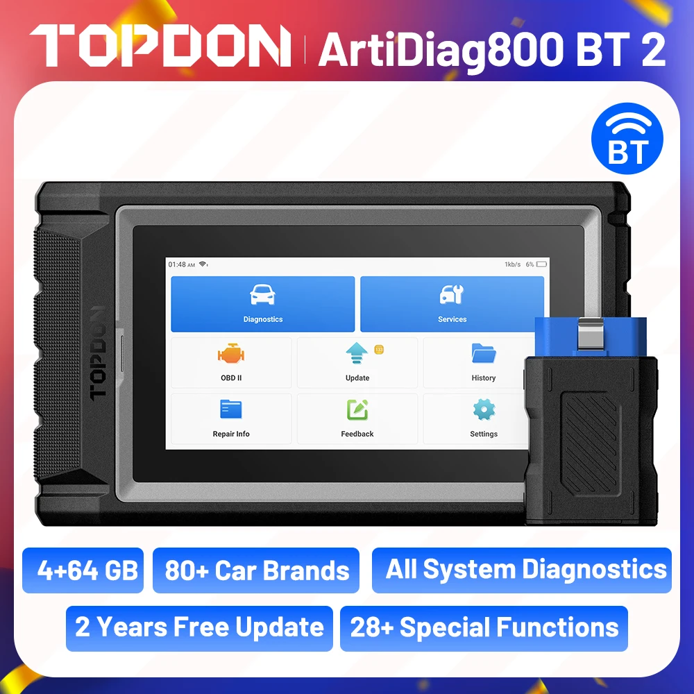 TOPDON Artidiag800 BT 2 OBD2 Professional Car Diagnostic Tool Automotive Scanner All System Scan Tool Free Lifetime Upgrade ECU TOPDON Artidiag800 BT 2 OBD2 Professional Car Diagnostic Tool Automotive Scanner All System Scan Tool Free Lifetime Upgrade ECU
