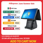15.6 Inch Windows POS System i3 i5 Win10 Touch Screen Cash Register 58/ 80mm Thermal Printer Restaurant ECR Terminal Desktop POS