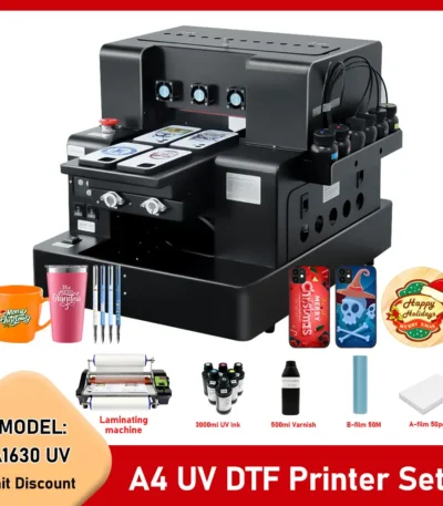 UV Printer A4 Size Epson L805 Phone Case UV Flatbed Printer with Varnish UV DTF Printer Sticker For Bottle Golf Acrylic PVC Pens 1