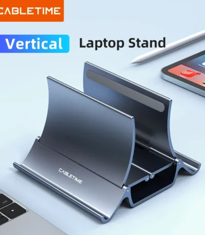 CABLETIME Vertical Laptop Stand Heat Dissipation Non-slip Silicone Gravity Holder for MacBook Surface iPad Tablet Stand C418 1