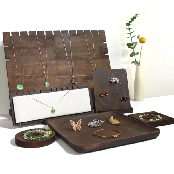 1pc Vintage Jewelry Display Rack Pendant Necklace Bracelet Earrings Storage Stand Holder Ring Bangle Hairpin Trays Counter Props