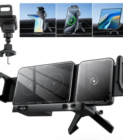 360° Rotation Automatic Rotating Horizontal Screen Bracket Wireless Charging Stand  For Samsung Mobile Phone Holder 1