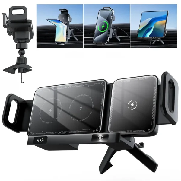 360° Rotation Automatic Rotating Horizontal Screen Bracket Wireless Charging Stand  For Samsung Mobile Phone Holder