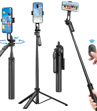 Selfie Stick Tripod Stand with Wireless Remote, 71" Extendable Phone Tripod for iPhone Samsung Huawei Xiaomi Gopro DSLR Camera 1