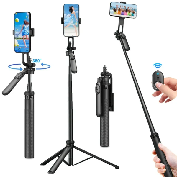 Selfie Stick Tripod Stand with Wireless Remote, 71″ Extendable Phone Tripod for iPhone Samsung Huawei Xiaomi Gopro DSLR Camera