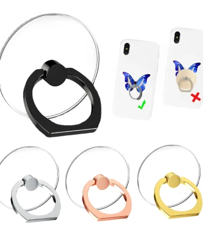 Transparent Mobile Phone Ring Holder Stand 360° Rotation Clear Finger Grip Car Phone Mount Stand Compatible Various iPhones Case 1