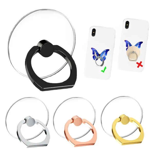 Transparent Mobile Phone Ring Holder Stand 360° Rotation Clear Finger Grip Car Phone Mount Stand Compatible Various iPhones Case