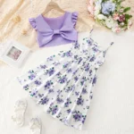 New Summer Korean Style Sleeveless Cute Printed Bow Casual Girls Children Dress For Birthday Party Baby Girl Clothes 2-10 Years