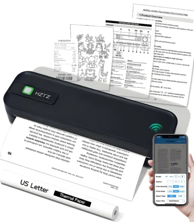 Portable Printer Wireless For Travel, Thermal Printer Inkless, Small Compact Printer Support Folding Paper/rolling/tattoo paper 1