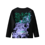 New Spring Autumn T Shirts for Big Boys Cotton Korean Children’s Long Sleeve Print Bottoming Shirts Teenage Black Tops 8 16 Y
