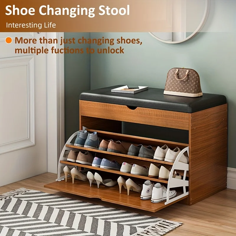 Shoe Bench with Cushioned Seat 3-Tier Footwear Rack Storage Cabinet for Bedroom Entryway Shoes Organizer Storage Cabinet Shoe Bench with Cushioned Seat 3-Tier Footwear Rack Storage Cabinet for Bedroom Entryway Shoes Organizer Storage Cabinet
