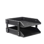 Business Double-layer File Tray Office Desktop Documents Classification Organizer PU Leather Folder Plate CAN CUSTOMIZE LOGO
