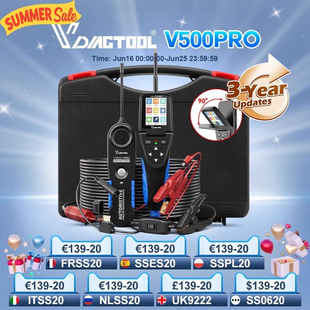 VDIAGTOOL V500 Pro Car Circuit Probe Tester Auto Electrical Tester Diagnostic Tools Multimeter Oscilloscope Relay Injector Test VDIAGTOOL V500 Pro Car Circuit Probe Tester Auto Electrical Tester Diagnostic Tools Multimeter Oscilloscope Relay Injector Test