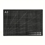 Black A3 craft mat PVC non-slip leather, grid line cutting mat, suitable for DIY supplies, paper crafts, art crafts