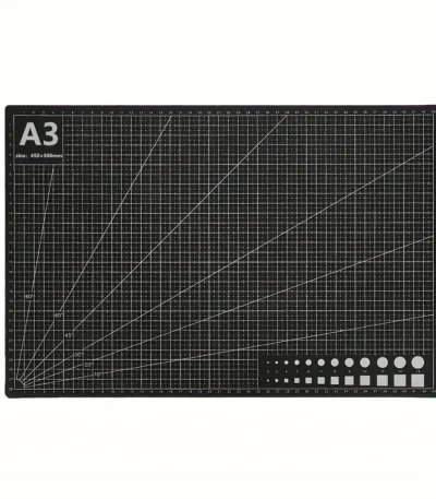 Black A3 craft mat PVC non-slip leather, grid line cutting mat, suitable for DIY supplies, paper crafts, art crafts 1