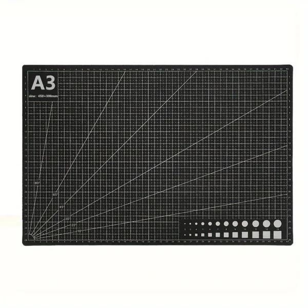 Black A3 craft mat PVC non-slip leather, grid line cutting mat, suitable for DIY supplies, paper crafts, art crafts