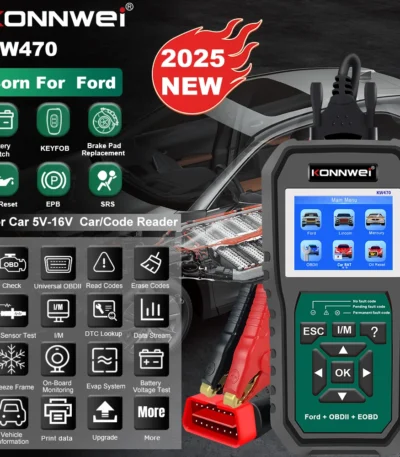 2025 NEW Konnwei KW470 OBD2 Scanner Full OBD2 Functions ABS SRS Scan Tool with Active Test 3 Service Oil/SAS/BMS Reset Tool 1