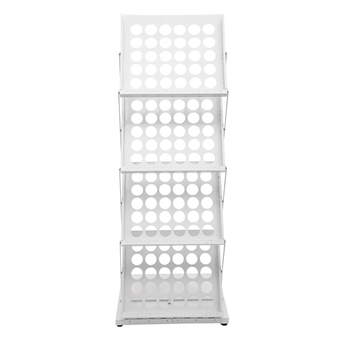 Foldable Floor Magazine Rack 4-tier Metal White Freestanding Home Office Book Organizer Holder Stand 3