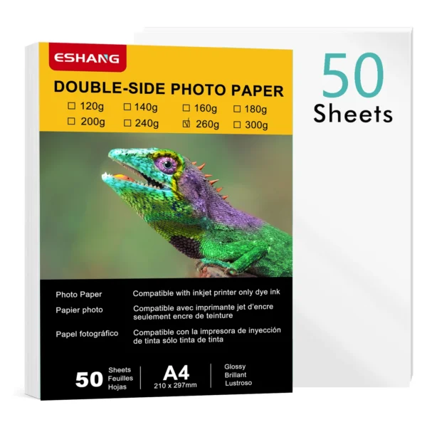 New 50 sheets A4 260gsm Photo Paper 8.3×11.7 inches Double Sides Glossy Heavyweight Photo Paper OnlySuitable for Inkjet Printer