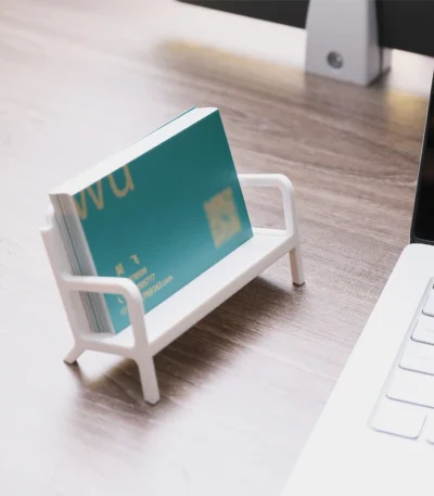 Simple White Bench Style Business Card Holder Stand Case Modern Sofa Name Card Desktop Organizer School Office Supplies 1