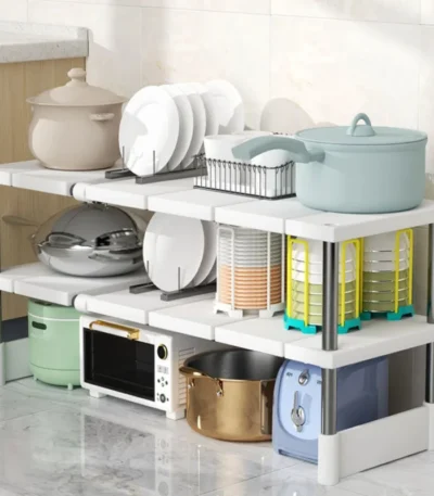 Kitchen Rack Retractable Under Sink Shelf Cabinet 2 Layer Multipurpose Pot Rack Cabinet Layered Storage Rack Bathroom Organizer 1