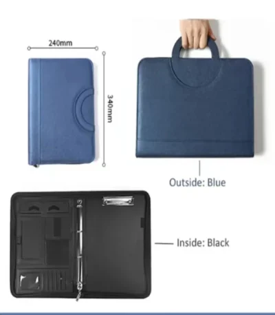 Leather Multifunctional A4 Conference Folder - Business Stationery Contract File Organizer with Zipper And Card Holder 1