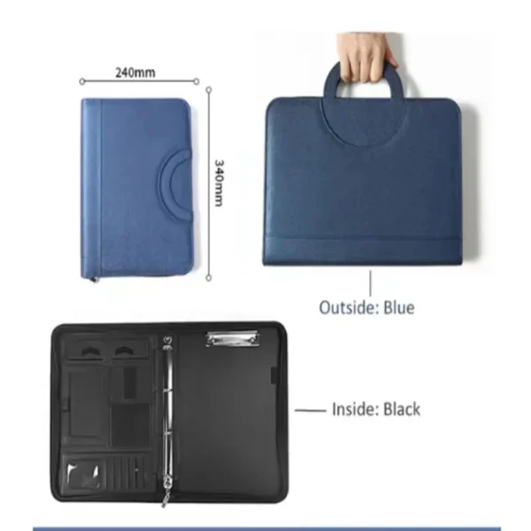 Leather Multifunctional A4 Conference Folder – Business Stationery Contract File Organizer with Zipper And Card Holder
