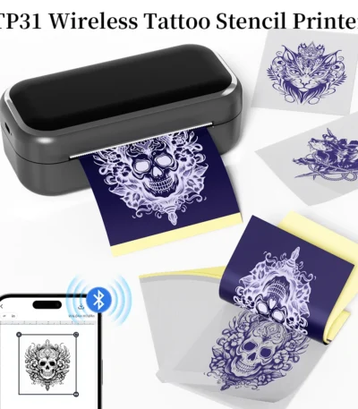 Portable Tattoo Stencil Printer TP31 Bluetooth Mini Thermal Printer for 80mm Transfer Paper, Ideal for Tattoo Artists Designs 1