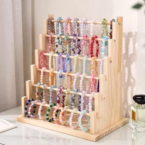 Wooden Bracelet Stand and Display 6 Tier Bracelet Holder Organizer Displays for Selling Stand for Jewelry Bangle