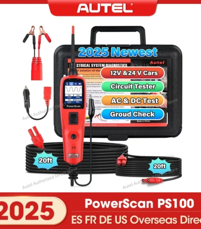 Autel PowerScan PS100 Automotive Circuit Tester, Universal 12V 24V Automotive Power Circuit Probe Kit with 20ft Extension Cable 1