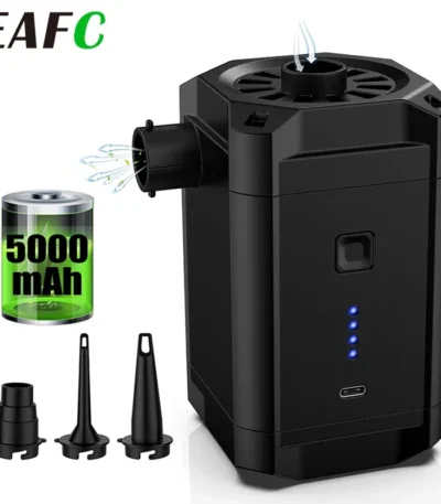 Electric Air Pump Inflator Air Compressor Battery Rechargeable Portable For PVC Boat Mattress Inflatable Pool Raft Tyre Balls 1