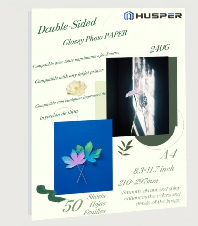 HUSPER A4(8.3×11.7 inch) 50 Sheets 240G Double Sided Inkjet Glossy Photo Paper size 1