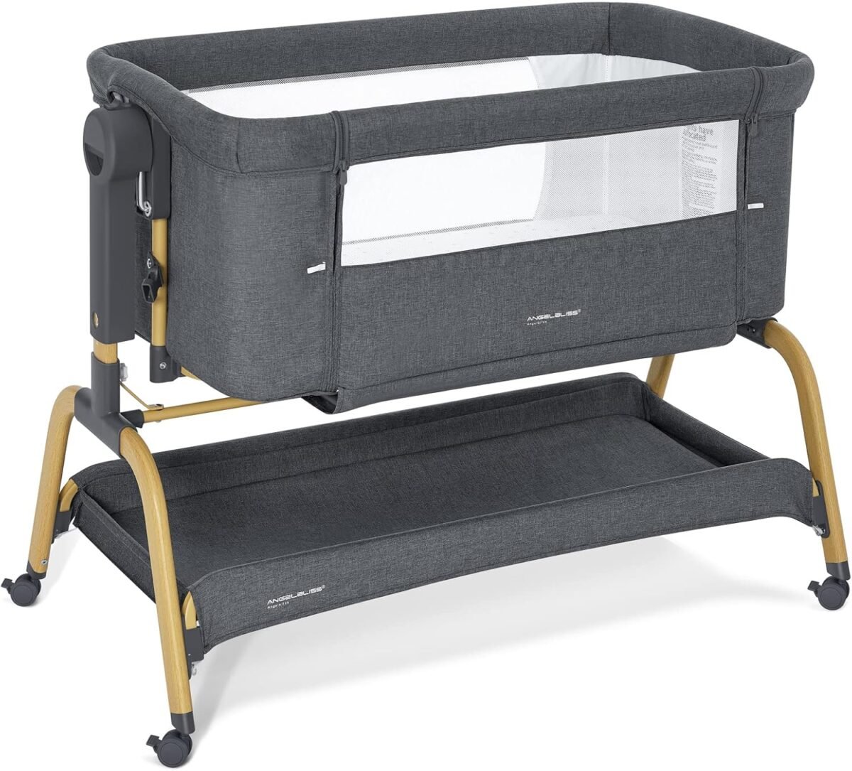 Angelbliss 3 in 1 baby bassinet rocking bassinets bedside sleeper with comfy mattress and wheels 6 height adjustable easy folding portable bedside crib for newborn infant.jpg