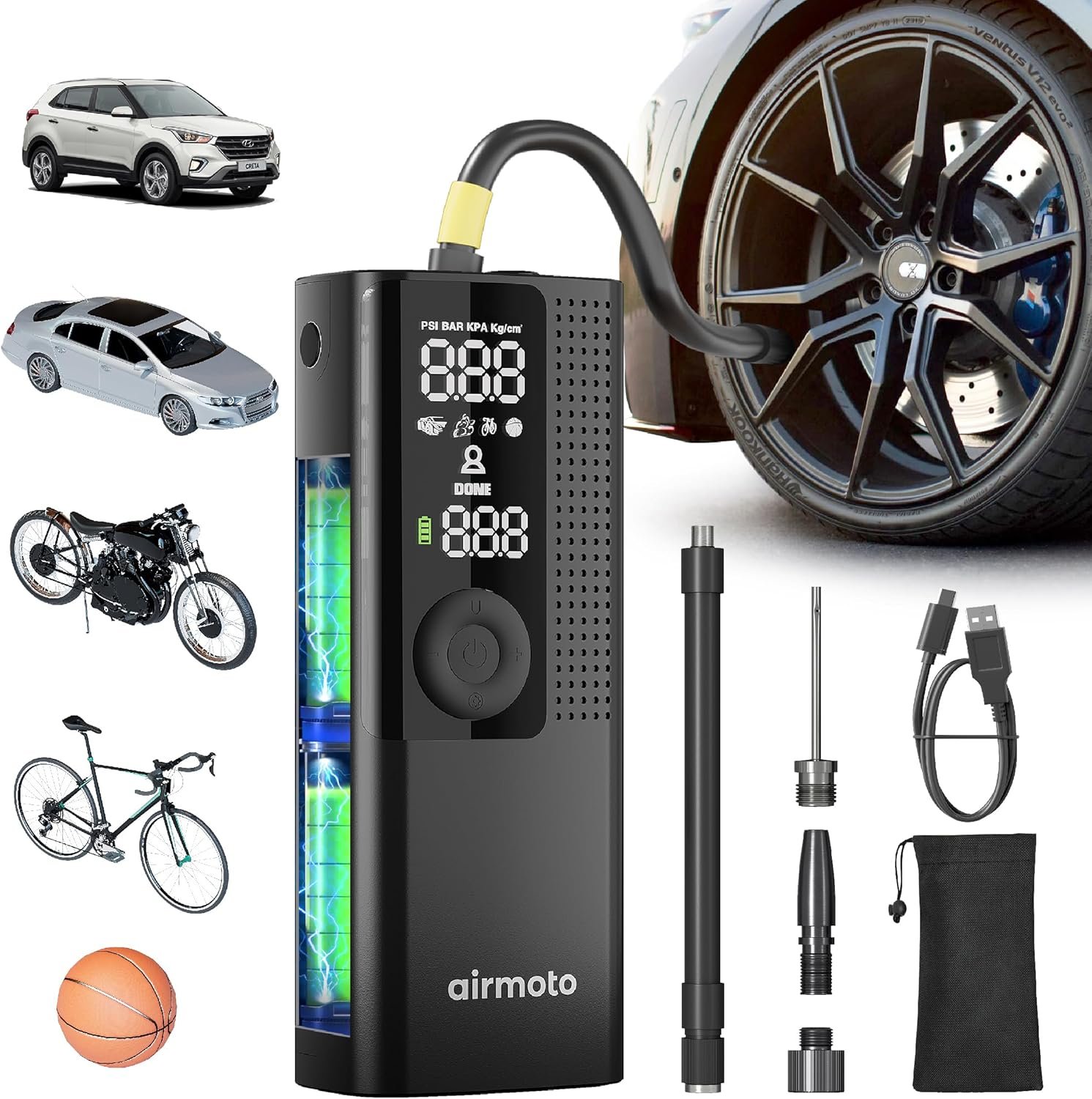 Airmoto tire inflator portable air compressor air pump for car tires with digital pressure gauge led light and auto shut off function cordless pump for car motorcycle bicycle balls and more.jpg