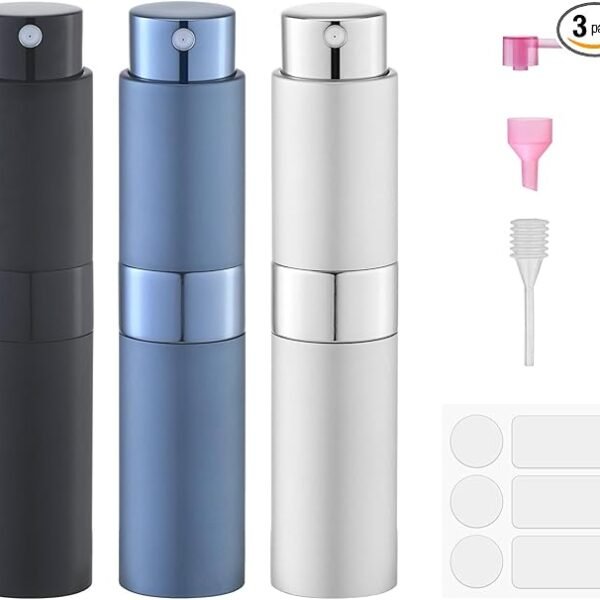 Fusupak Refillable Travel Perfume Atomizer: Portable Cologne Sprayer for Men – Mini Empty Spray Bottle for Refill – 8ml Small Size Blue