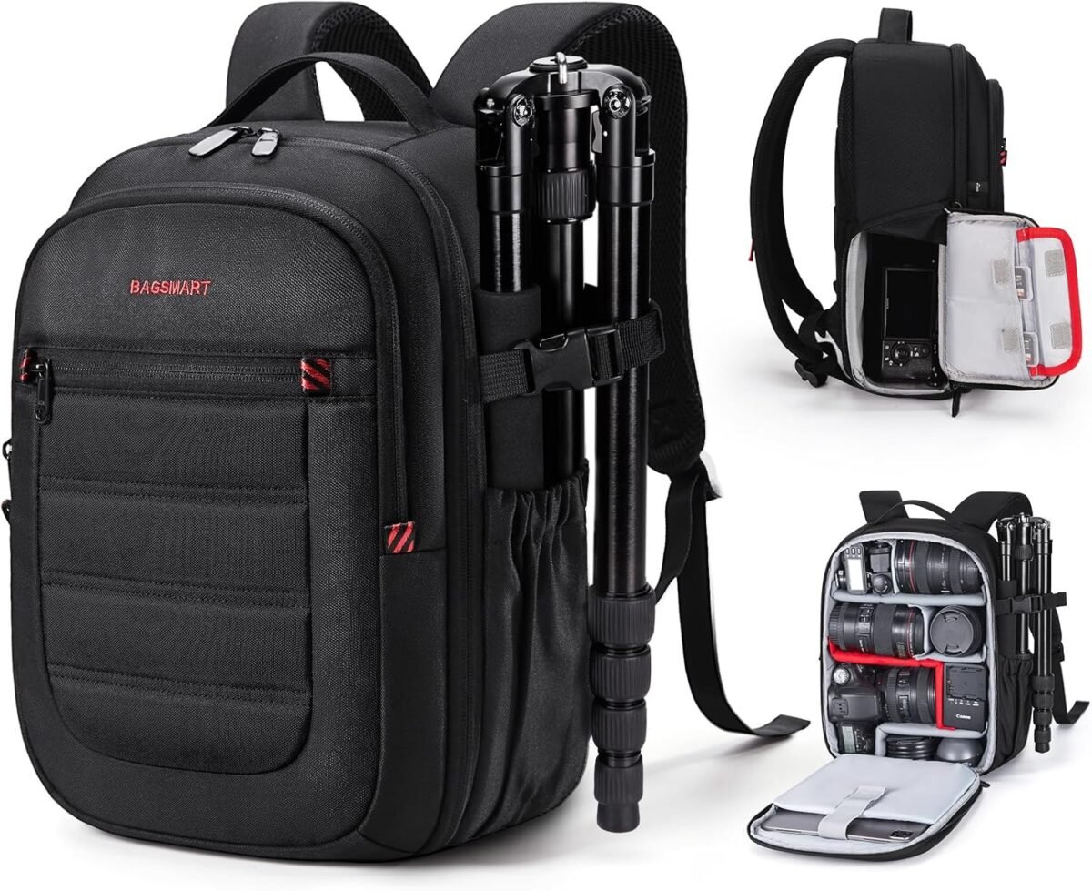 Bagsmart camera bag dslr slr small camera backpack fits 13 inch laptop photography backpacks with rain cover tripod holder black.jpg