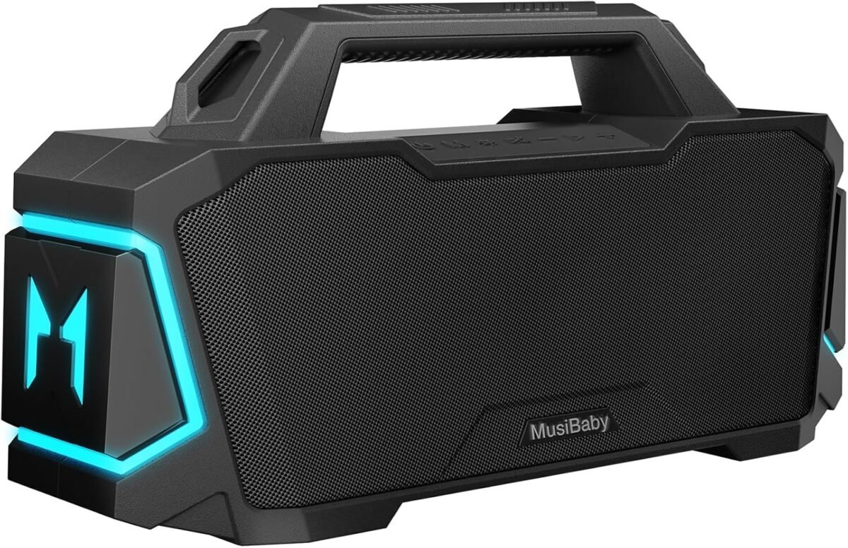 Bluetooth speakermusibaby m1 wireless speakers with subwooferipx6 waterproof20h playtimergb lightsdeep bassportablelargeloud speaker for outdoorpartycampingbackyarddual pairingblk.jpg