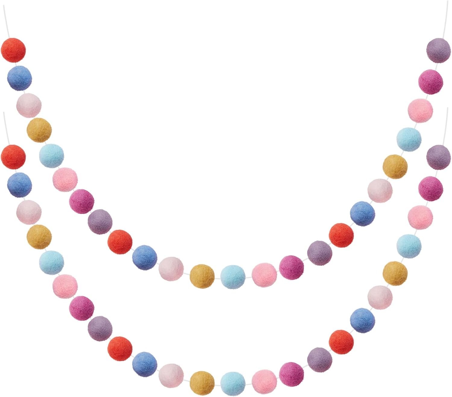 Boao 2 pieces wool felt ball garland colorful pom pom garland handmade 6.5 feet long 24 balls felt banner for wall christmas tree decoration lovely colors.jpg