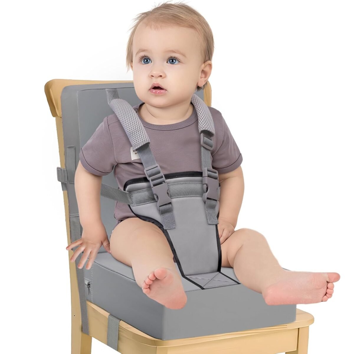 Booster seat for kitchen chair at table toddler harness seat straps high back pu ease of cleaning sturdy booster seat for dining table for kid child baby.jpg