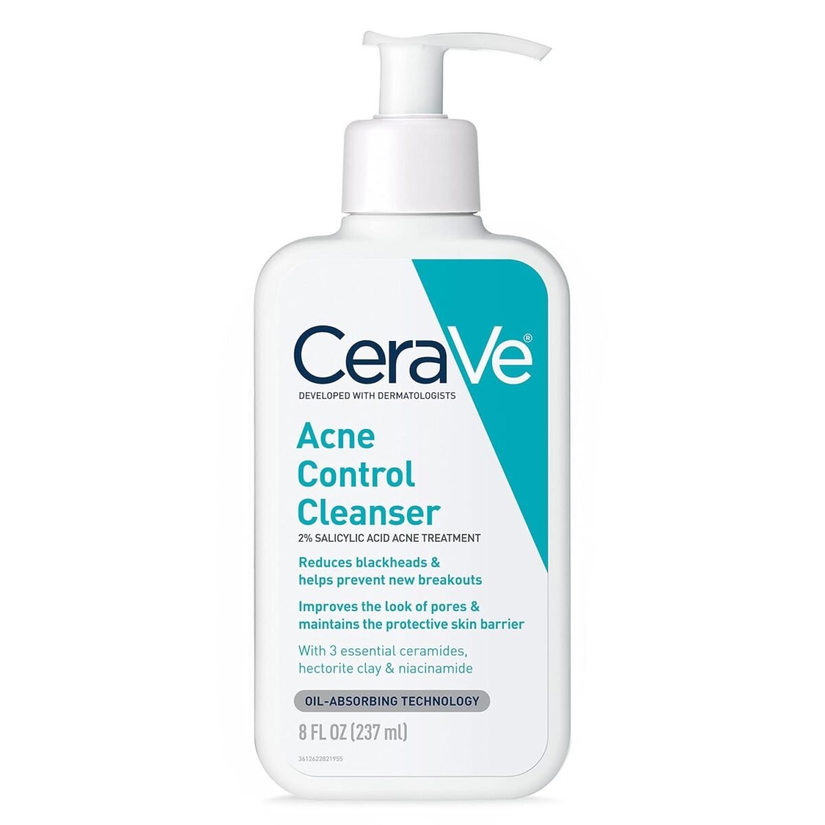 Cerave acne treatment face wash salicylic acid cleanser with purifying clay niacinamide and ceramides pore control and blackhead remover 8 ounce.jpg