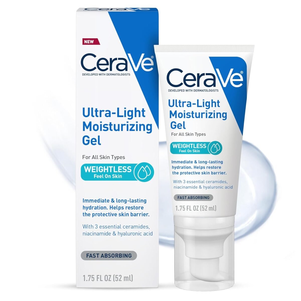Cerave ultra light moisturizing gel hydrating gel face moisturizer for men for women with ceramides niacinamide hyaluronic acid fragrance free oil free mattifying moisturizer 1.75 fl oz.jpg